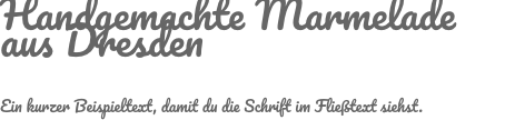 Der Beispieltext auf der Live-Seite in der hochgeladenen Schrift