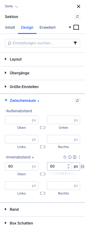 Gruppe Zwischenraum mit Innenabstand oben und unten 60 Pixel