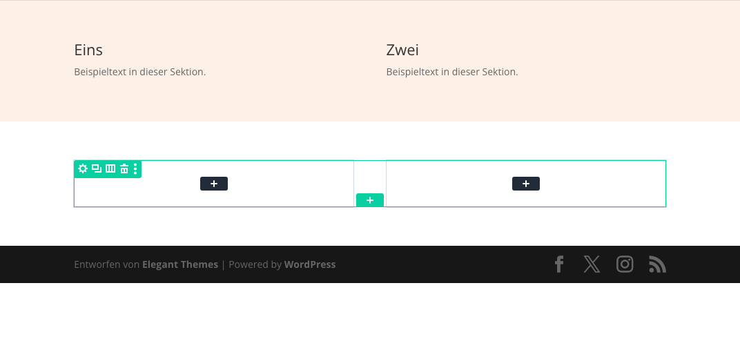 Sektion mit hellem Hintergrund, der durch den Innenabstand höher geworden ist