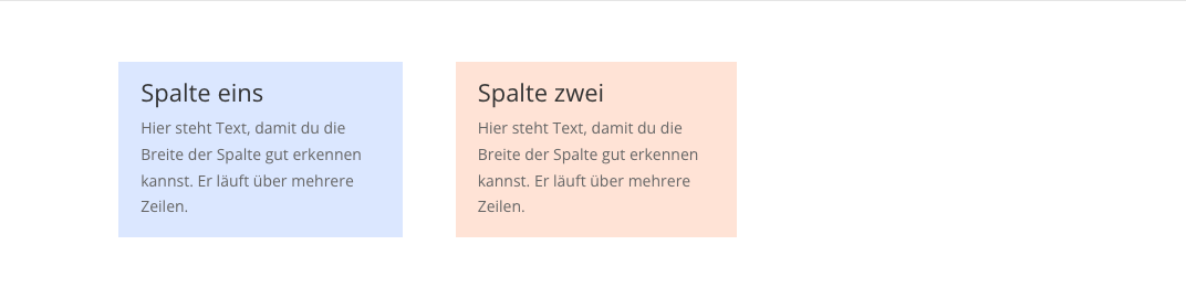 Zeile mit schmaler linker Spalte und unverändert breiter rechter Spalte, rechts bleibt Leerraum